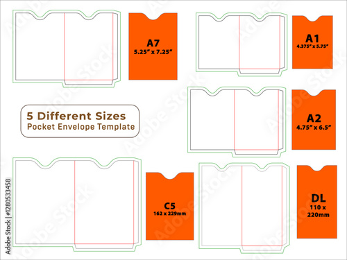 Card Sleeve Pocket Envelope Dieline Template