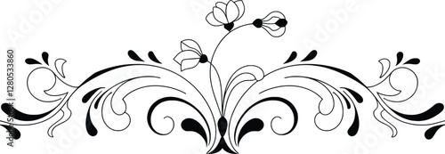 Floral Ornamental Flourish, Elegant Vintage Baroque Decorative Border