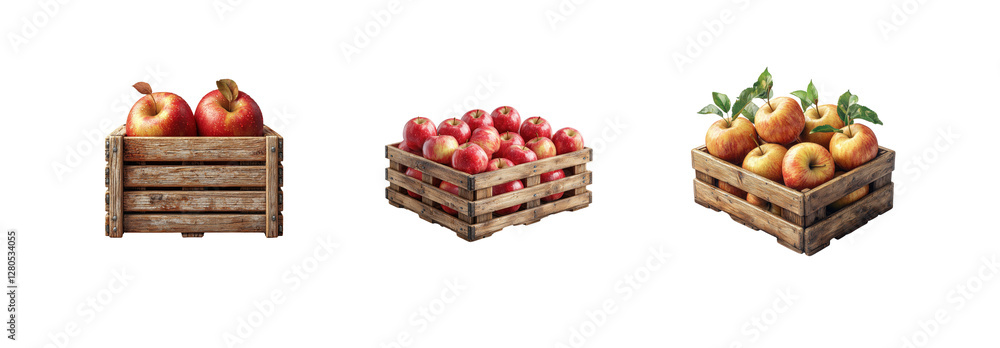 Fresh Fruits in Wooden Crates with Bright Colors and Textures Fresh Fruits in Wooden Crates with Bright Colors and Textures