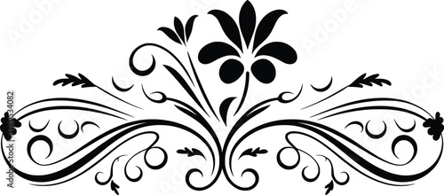 Floral Ornamental Flourish, Elegant Vintage Baroque Decorative Border