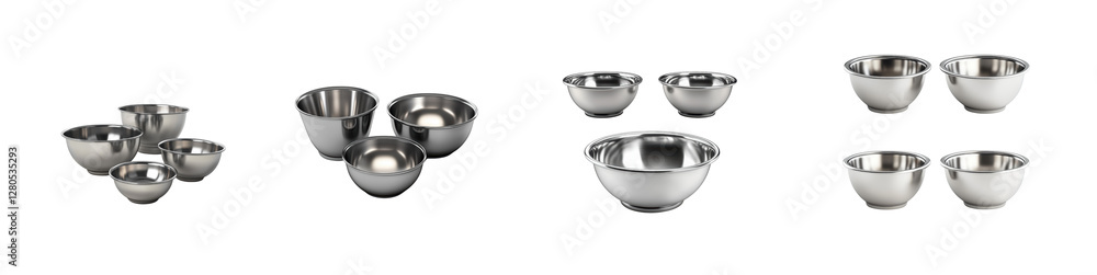 Set of Metallic Mixing Bowls in Various Sizes for Cooking and Baking Set of Metallic Mixing Bowls in Various Sizes for Cooking and Baking