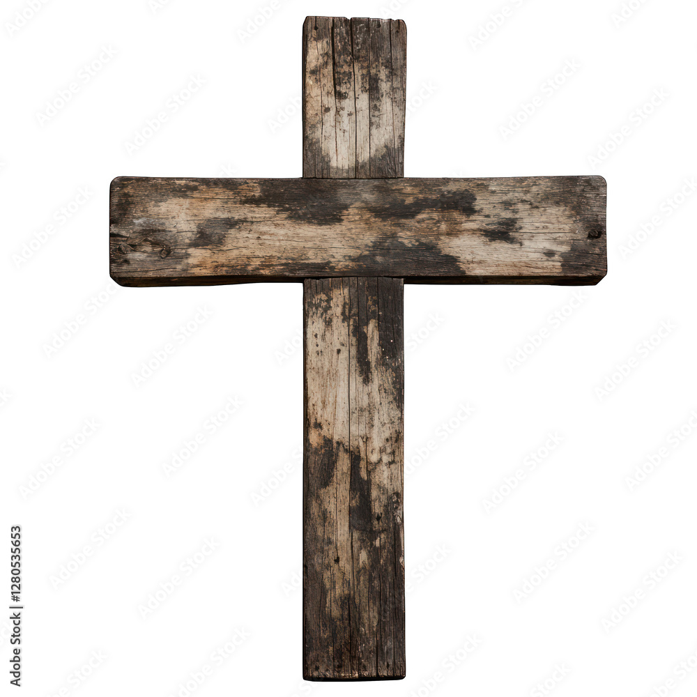Haunted abandoned wooden cross isolated on transparent background Haunted abandoned wooden cross isolated on transparent background
