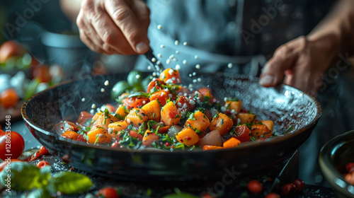 Shot from above with High-end asian food photography