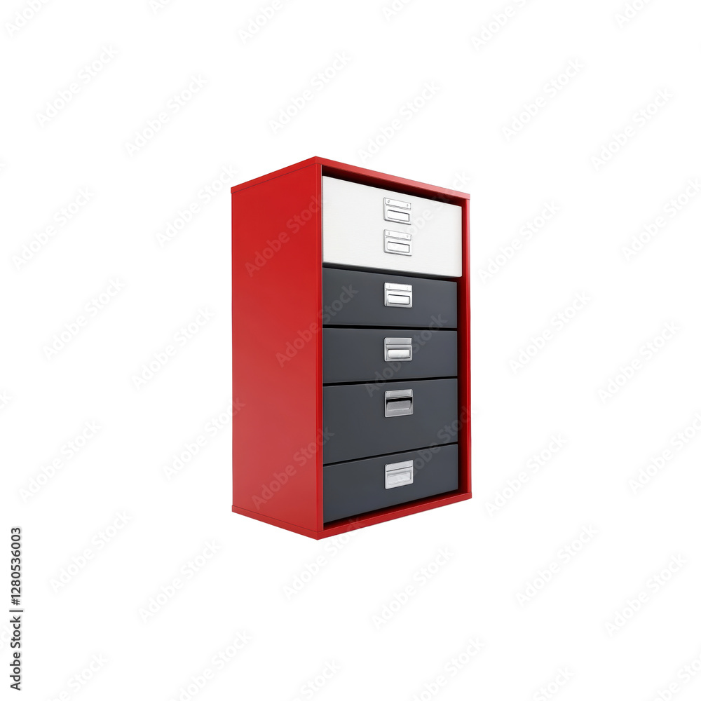 Modern Red and Black File Cabinet with Five Drawers for Office Use Modern Red and Black File Cabinet with Five Drawers for Office Use
