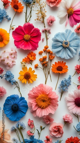 Colorful Floral Arrangement Showcasing Various Blooms on a Bright Background