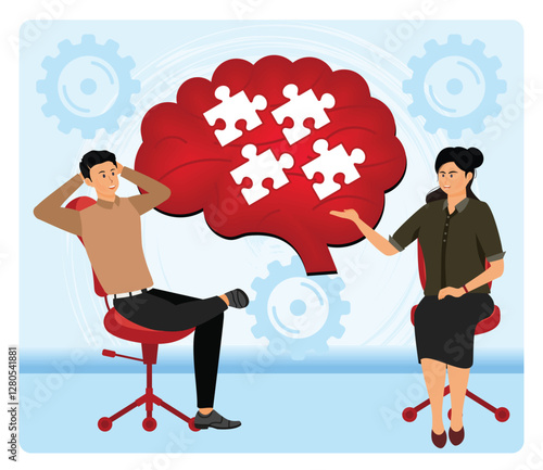 Integrative Psychotherapy with Puzzle and Brain.