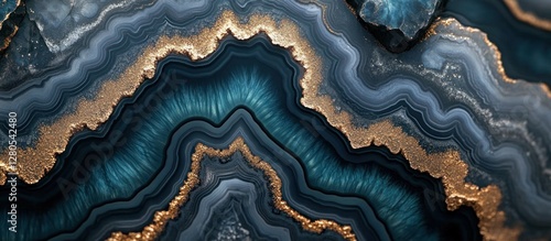 Wallpaper Mural Abstract Blue and Gold Agate Texture. Torontodigital.ca