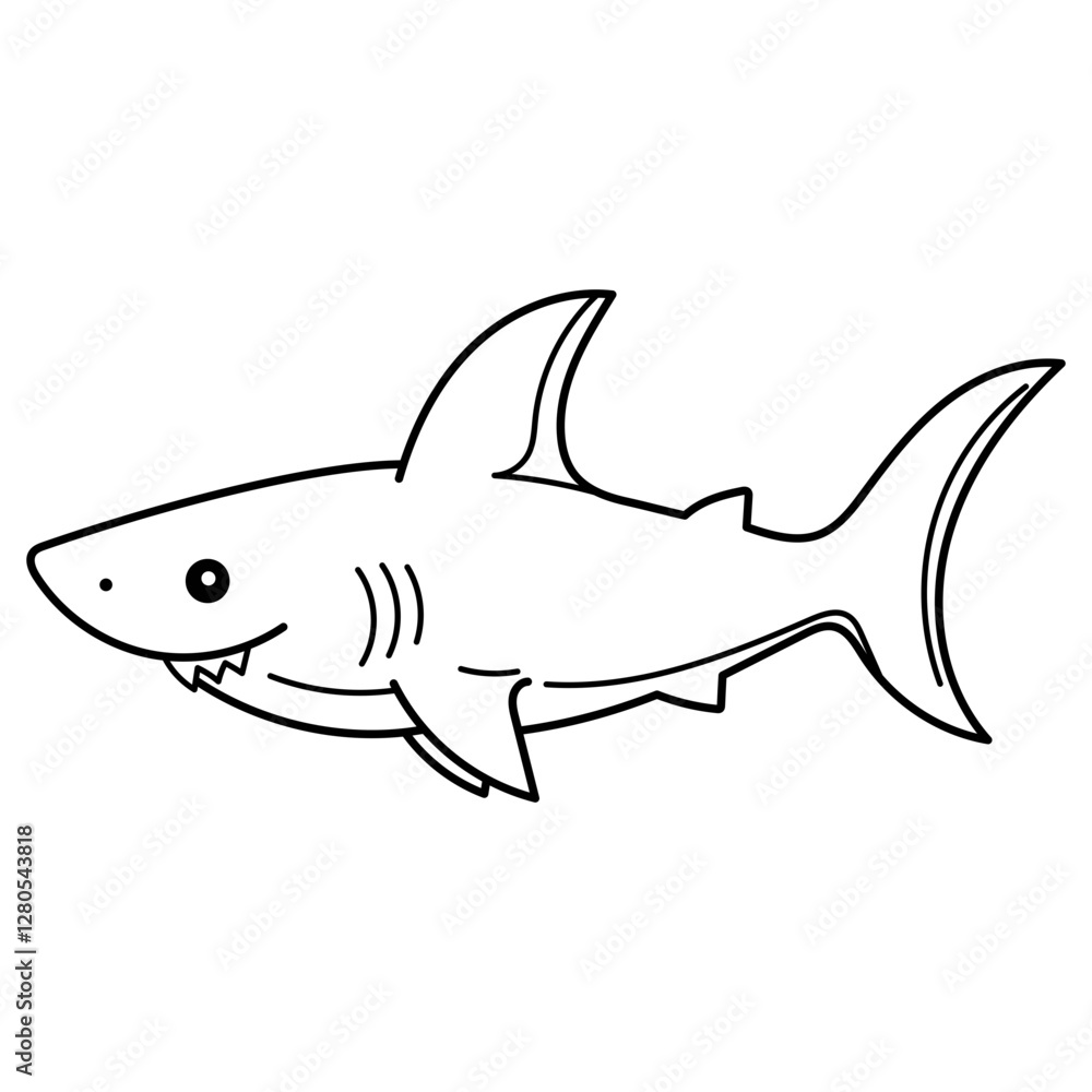 Shark a striking black and white drawing of a powerful predator. Perfect for marine life designs, ocean themed projects and coloring book for kids Shark a striking black and white drawing of a powerful predator. Perfect for marine life designs, ocean themed projects and coloring book for kids