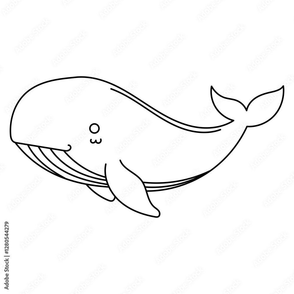 Whale outline in black and white, elegant and sleek design. Perfect for logos, prints, coloring book for kids, and nature themed projects Whale outline in black and white, elegant and sleek design. Perfect for logos, prints, coloring book for kids, and nature themed projects
