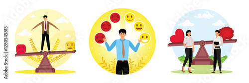 Emotional intelligence. Emotional balance concept. Gut instincts.