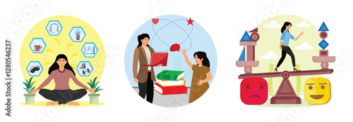 Wellness person concept. Emotional intelligence. Decision Making Depicted as a Scale Concept.