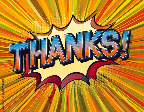 Color pop art thanks wording, thank you lettering vector popart explosion