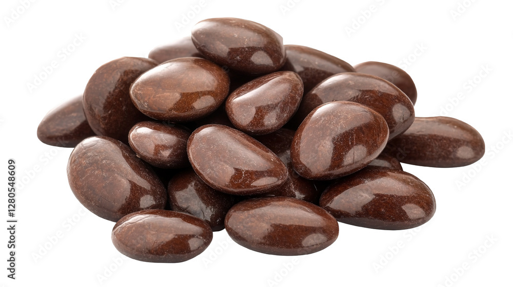 A small pile of watermelon seeds placed neatly on a transparent background, each seed exhibiting a deep brown color and a polished, slightly curved shape. A small pile of watermelon seeds placed neatly on a transparent background, each seed exhibiting a deep brown color and a polished, slightly curved shape.