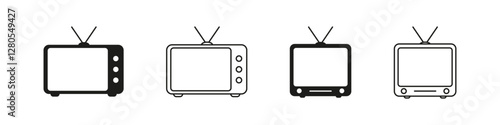 Old tv icon set. Tv vector set. Classic tv icon set.