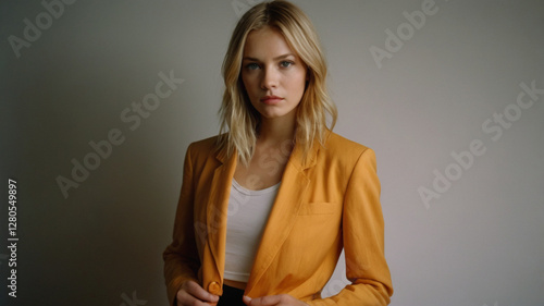 Portrait of cool girl in 20s wearing blazer	