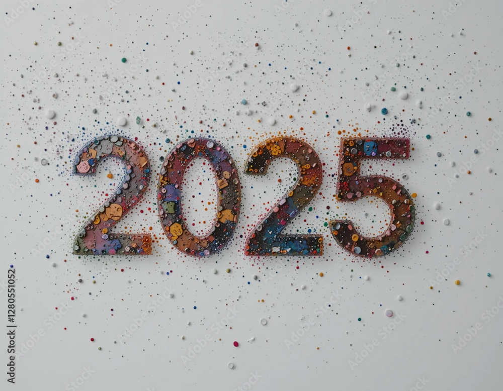 Happy New Year 2025! on white bacground Happy New Year 2025! on white bacground
