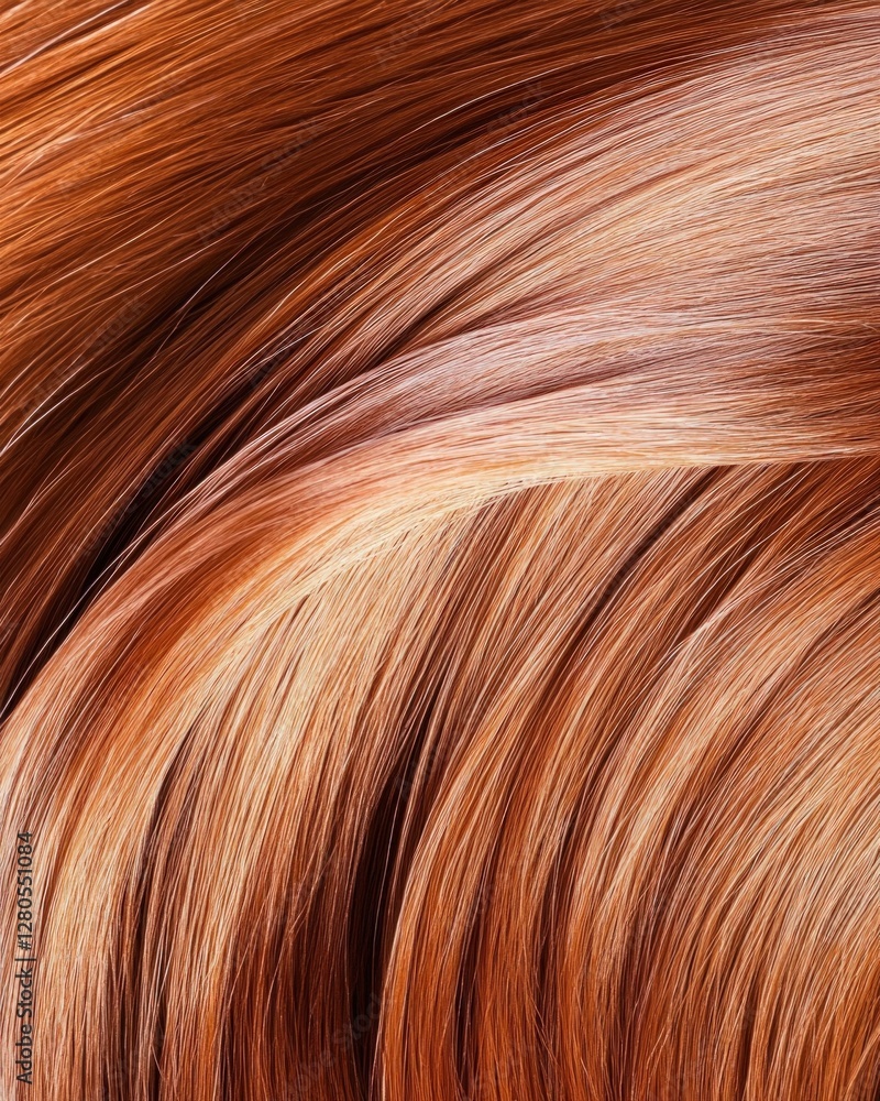 Close-Up of Smooth and Shiny Warm Red Hair Texture Close-Up of Smooth and Shiny Warm Red Hair Texture