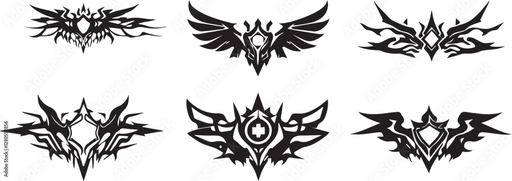 A set of futuristic items. Hand drawn vector illustration A set of futuristic items. Hand drawn vector illustration