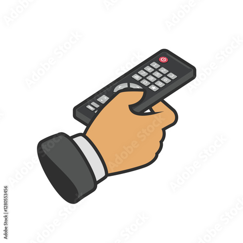 Tv remote control in hand. Vector illustration in flat style. EPS 10.