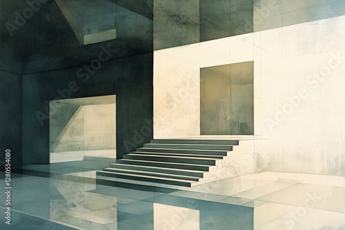 Modern Architectural Design With Stairs and Open Spaces in a Minimalist Setting