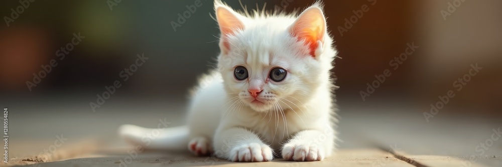 Fototapeta premium Adorable white-pawed kitten, photorealistic style, fur, soft