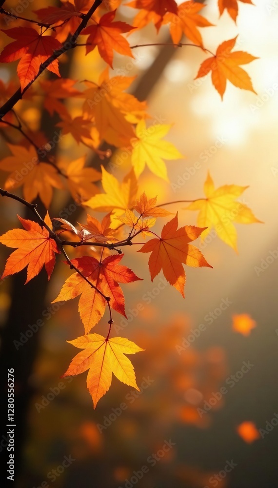 Amber hues of autumn leaves cling to barren branches, autumnal, amber Amber hues of autumn leaves cling to barren branches, autumnal, amber