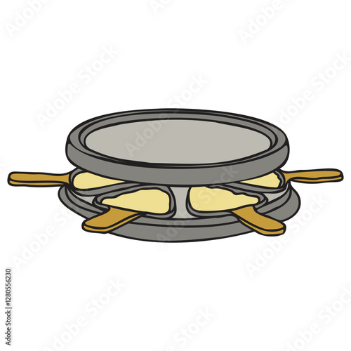 raclette machine cheese illustration hand drawn vector french food