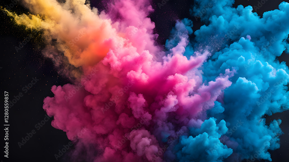 A colorful cloud of smoke with a blue and pink swirl A colorful cloud of smoke with a blue and pink swirl