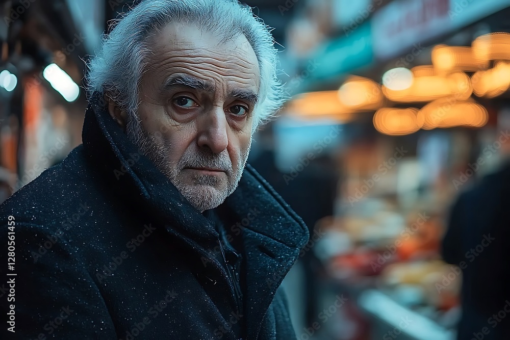 Serious senior man in market. Possible use stock photo Serious senior man in market. Possible use stock photo