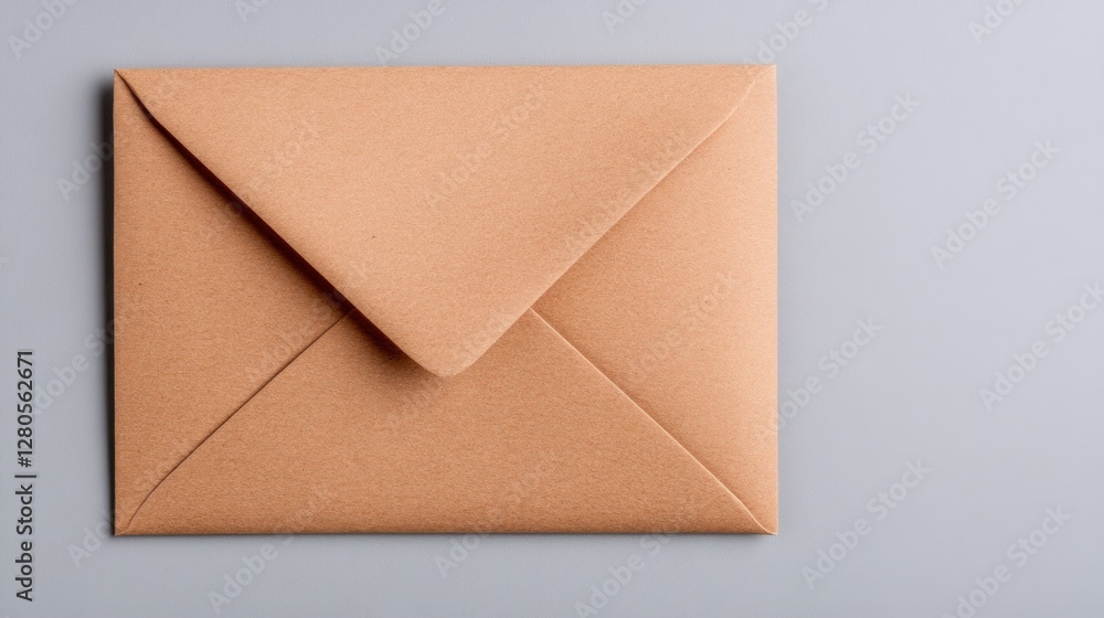 Simple Brown Envelope on Grey Background for Communication Concept Simple Brown Envelope on Grey Background for Communication Concept
