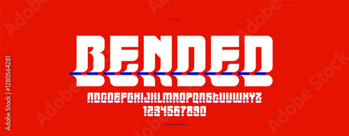 Bended and deformed display font for logos and posters, vector distorted and twisted typeface for headlines and advertising, logotype cool typography.