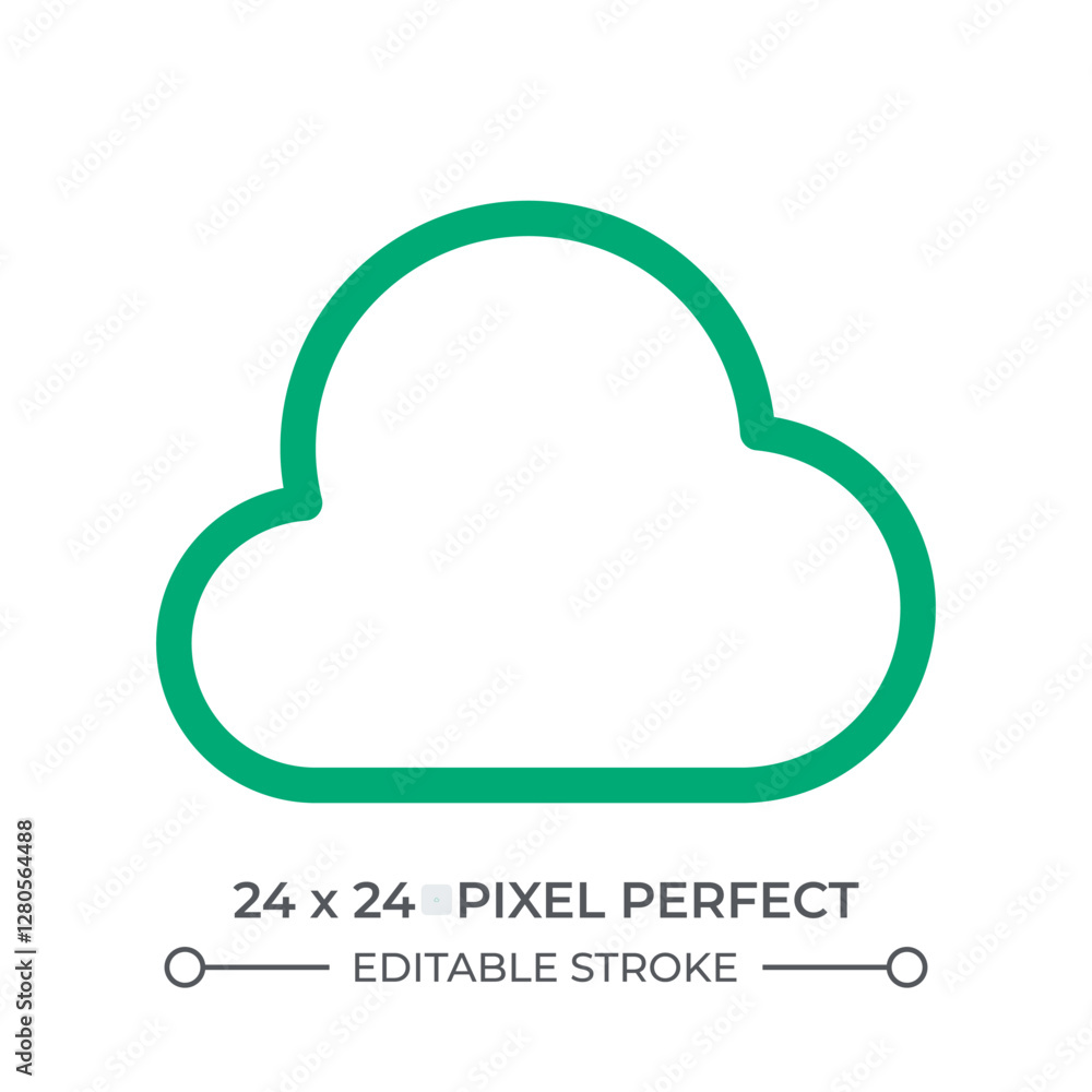 Cloud colorful line ui icon. Nature atmospheric phenomena symbol. Digital data storage service. Computing and forecast. Isolated vector linear symbol. User interface element, pixel perfect