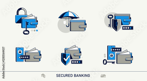 Secured banking vector deta...