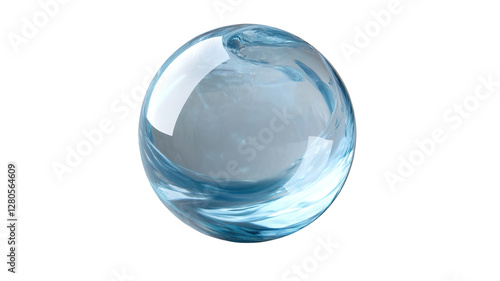 Wallpaper Mural A tiny, transparent marble with a soft blue hue, resting on a transparent background. The marble has a clean, polished surface with a slight shine from the light. Torontodigital.ca