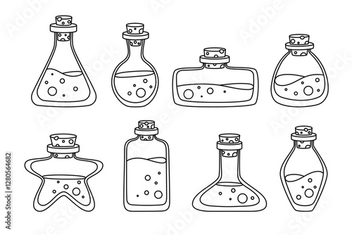 Black and White Magic Potion Bottles