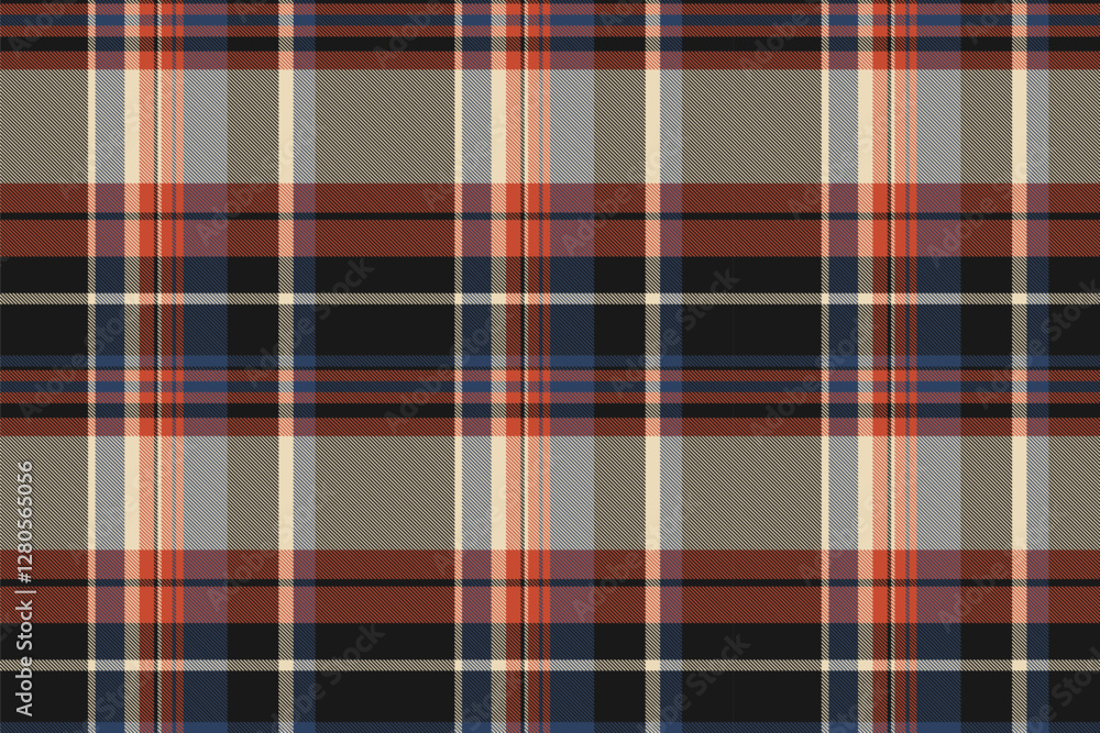 Obraz premium Stripped vector tartan textile, equal check seamless plaid. Continuity fabric pattern background texture in black and light colors.