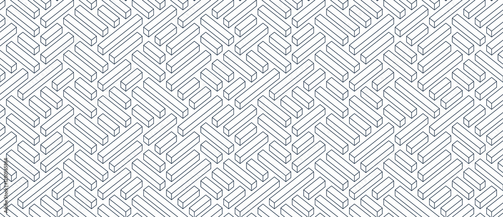 Labyrinth seamless background, 3D geometric endless pattern of logic maze, isometric vector dimensional cubical background.