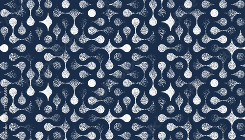 Molecules seamless pattern, vector geometric trippy abstract background, fluid like shapes dynamic endless wallpaper.