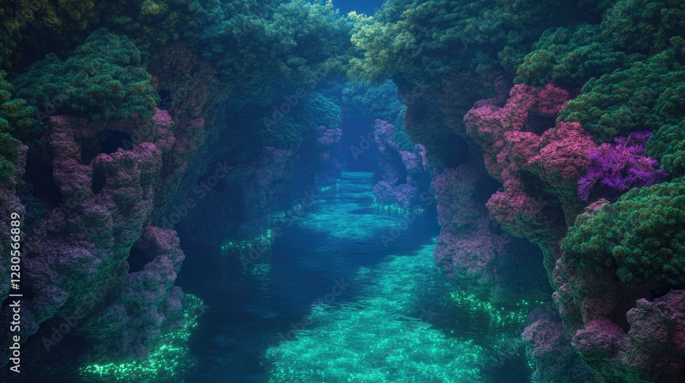 Fototapeta premium Vibrant underwater scene with colorful corals and clear blue wat