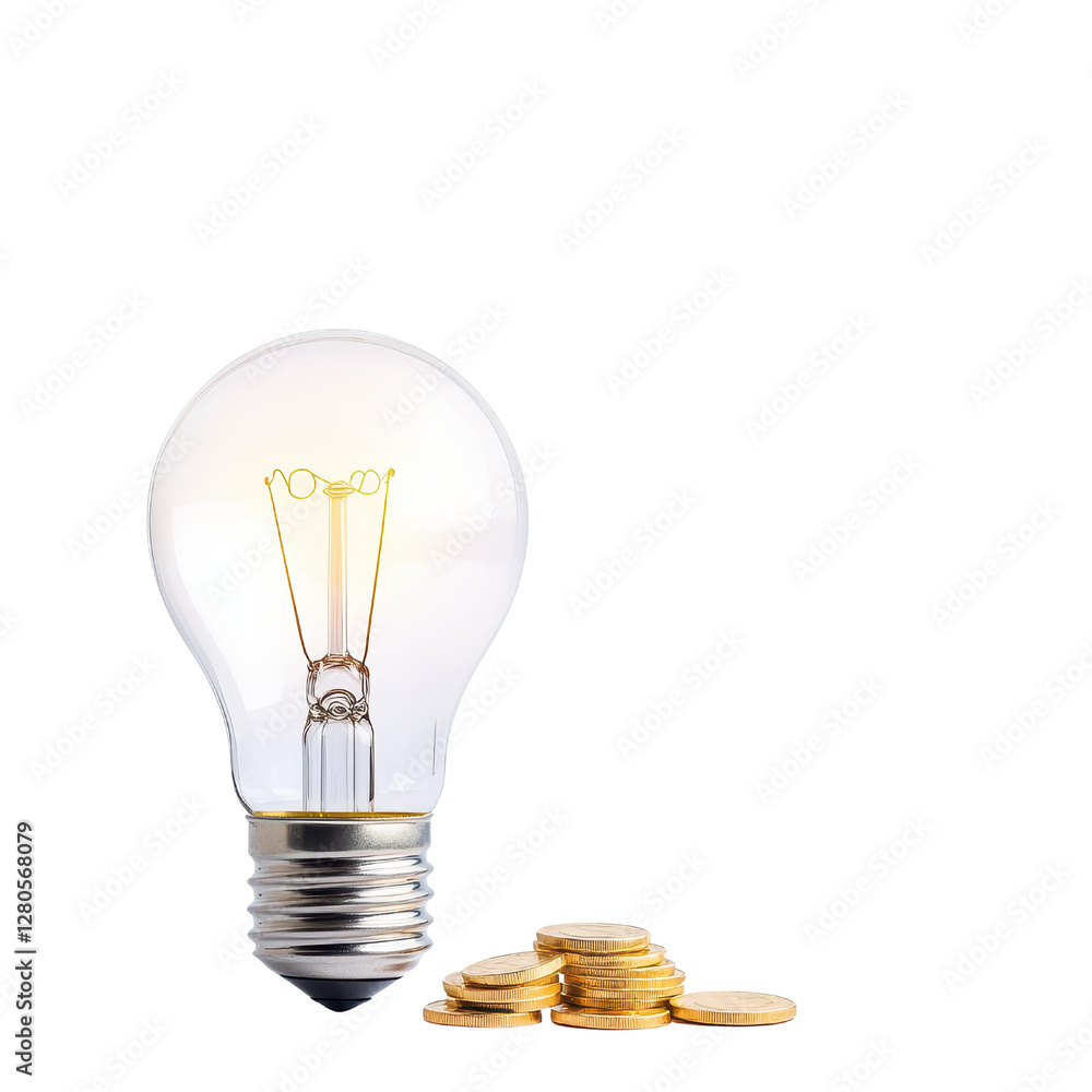 Light Bulb Surrounded by Stacked Coins Highlighting the Concept of Innovative Financial Solutions and Ideas Light Bulb Surrounded by Stacked Coins Highlighting the Concept of Innovative Financial Solutions and Ideas