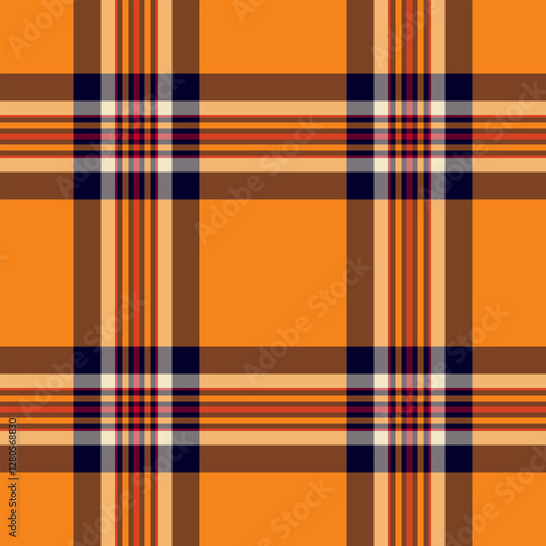 T-shirt pattern check background, antique plaid seamless fabric. Bandanna vector texture tartan textile in orange and red colors.