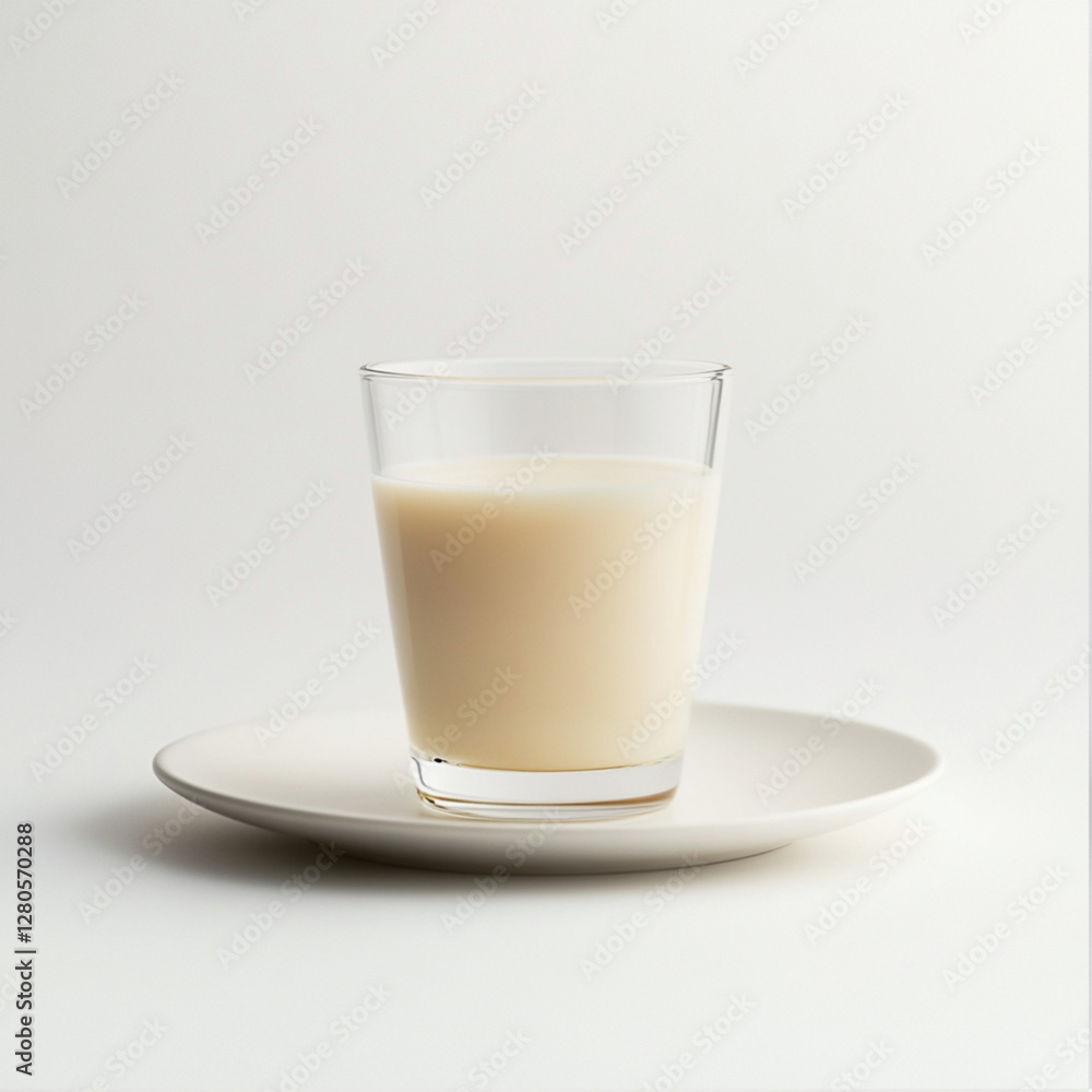 a professional studio front view photo of a glass of milk, on a flat pure white background. a professional studio front view photo of a glass of milk, on a flat pure white background.
