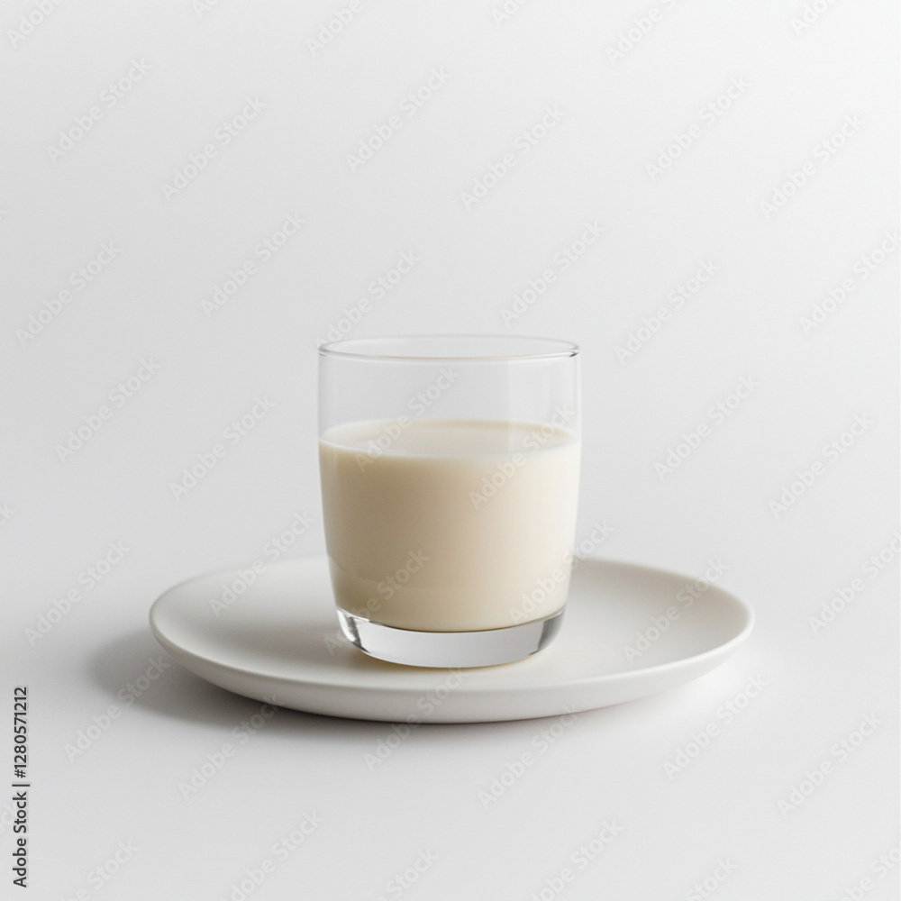 a professional studio front view photo of a glass of milk, on a flat pure white background. a professional studio front view photo of a glass of milk, on a flat pure white background.