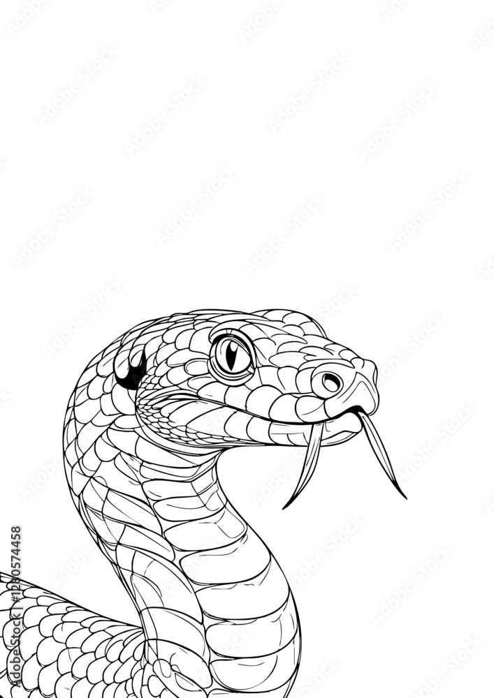 Fototapeta premium Striking blackwork snake illustration designed for tattoo artists.