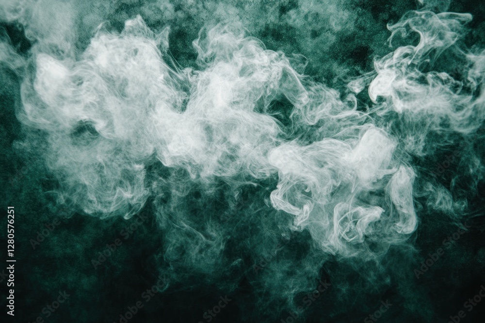 Abstract teal and white smoke swirls on black background. Abstract teal and white smoke swirls on black background.