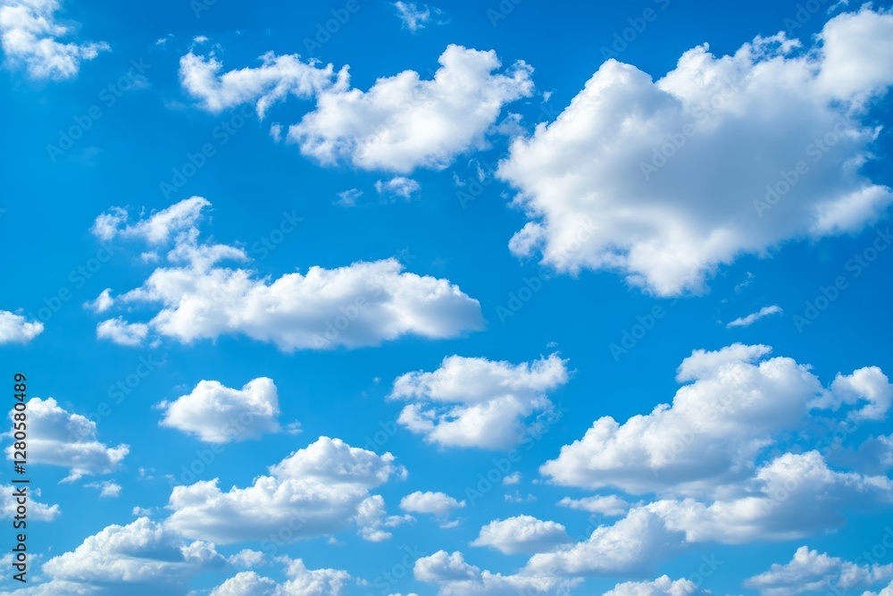 Fluffy white clouds on vibrant blue sky. AI image Fluffy white clouds on vibrant blue sky. AI image