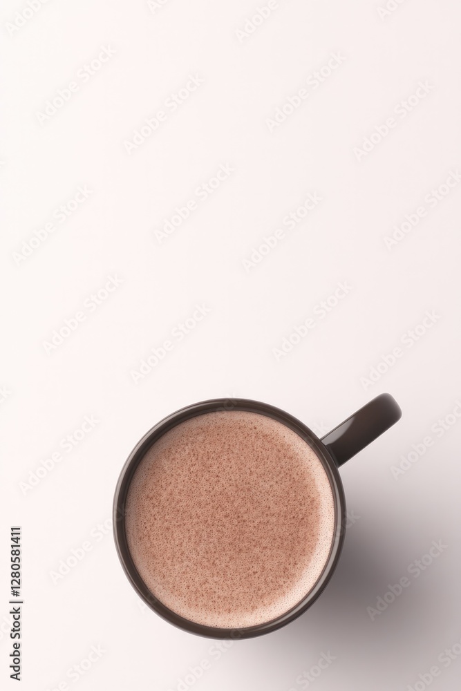 Warm drink in dark mug, smooth surface creates calming atmospher Warm drink in dark mug, smooth surface creates calming atmospher