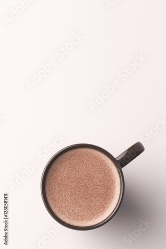 Warm drink in dark mug, smooth surface creates calming atmospher photo