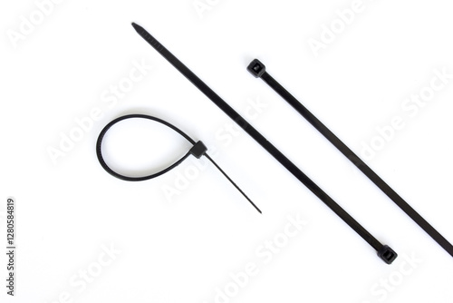 Plastic cable ties for electricians. isolated white background