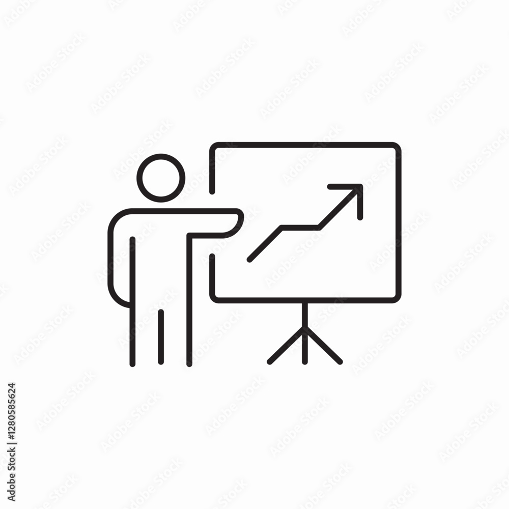 business presentation growth chart desk icon vector sign business presentation growth chart desk icon vector sign